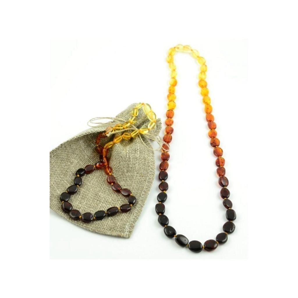 Оригинальный комплект янтарного ожерелья "Радуга для мамы и ребенка"