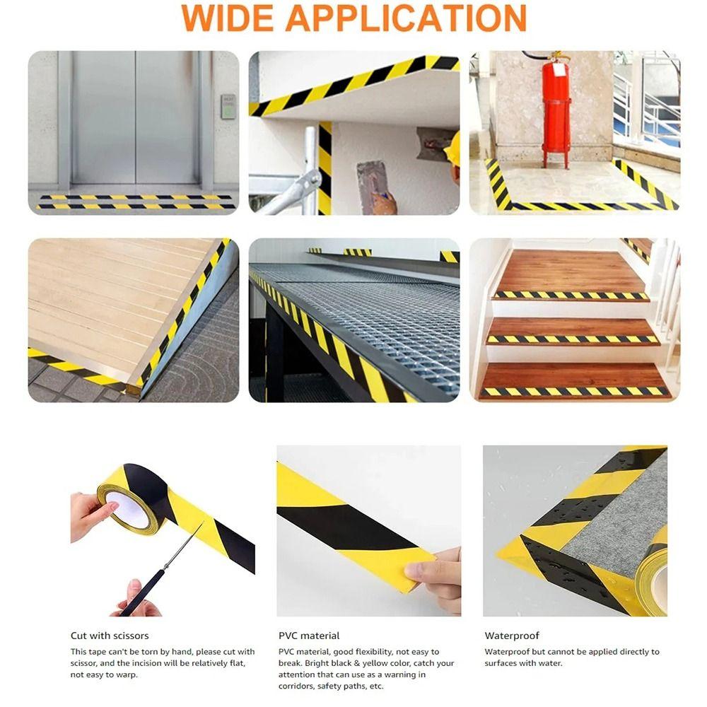 Клейкая ПВХ Предупреждающая Лента Противоскользящие Предупреждающие Наклейки Наклейки для Обозначения Местоположения Лестница Пол
