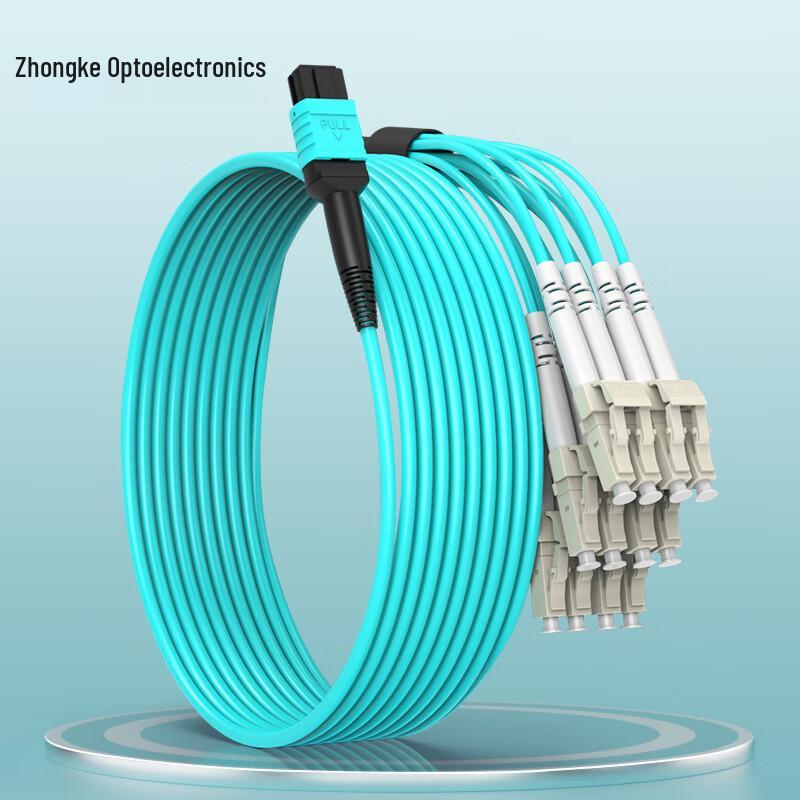 ZKTEK MPO-LC Female O-Type OM3 Multimode Fiber Patch Cable