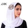 Soft Pearl Chiffon Accessory Ethnic Style Head Scarf, Rhinestone Flower Long Wrap Scarf Elegant Evening Party Stole for Women, Breathable Versatile