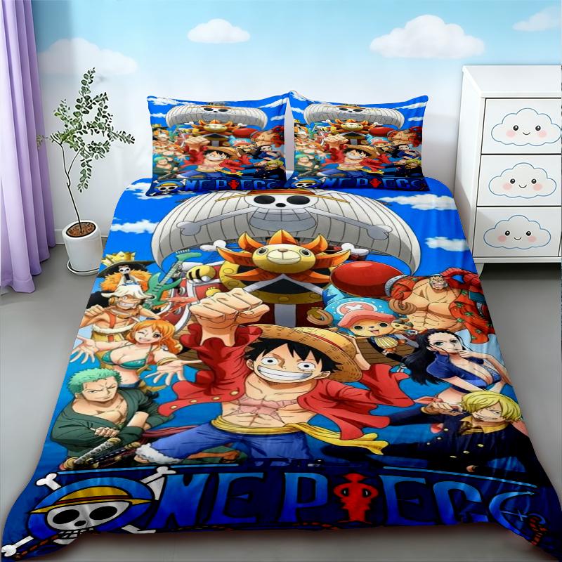 Подарки для детей Постельное белье One Piece Пододеяльник с Луффи Мультяшный Комплект постельного белья Пододеяльник на кровать размера Queen King Мягкий Удобный Для спальни