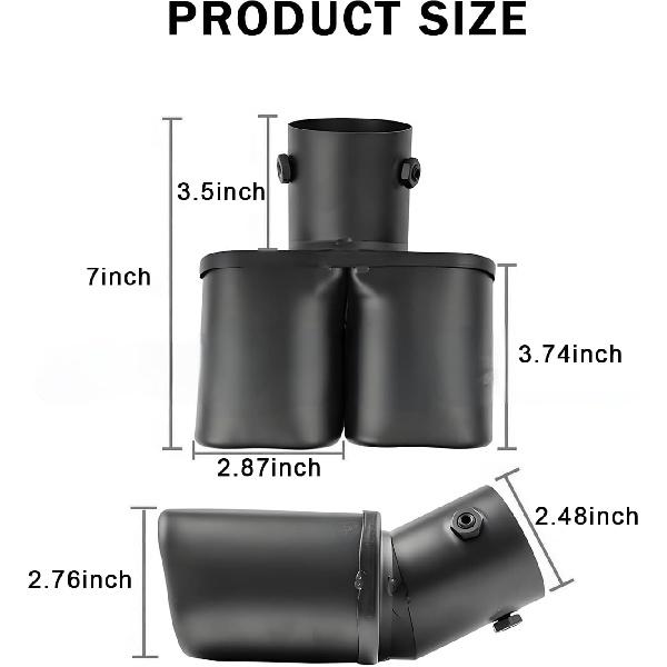 Двойные Наконечники Выхлопных Труб, Входное Отверстие 2,5 дюйма, Универсальные Изогнутые Наконечники Выхлопных Труб из Нержавеющей Стали, Квадратные Двойные Наконечники, Автомобильная Выхлопная Труба, Глушитель, Заднее Горло, Задняя Труба