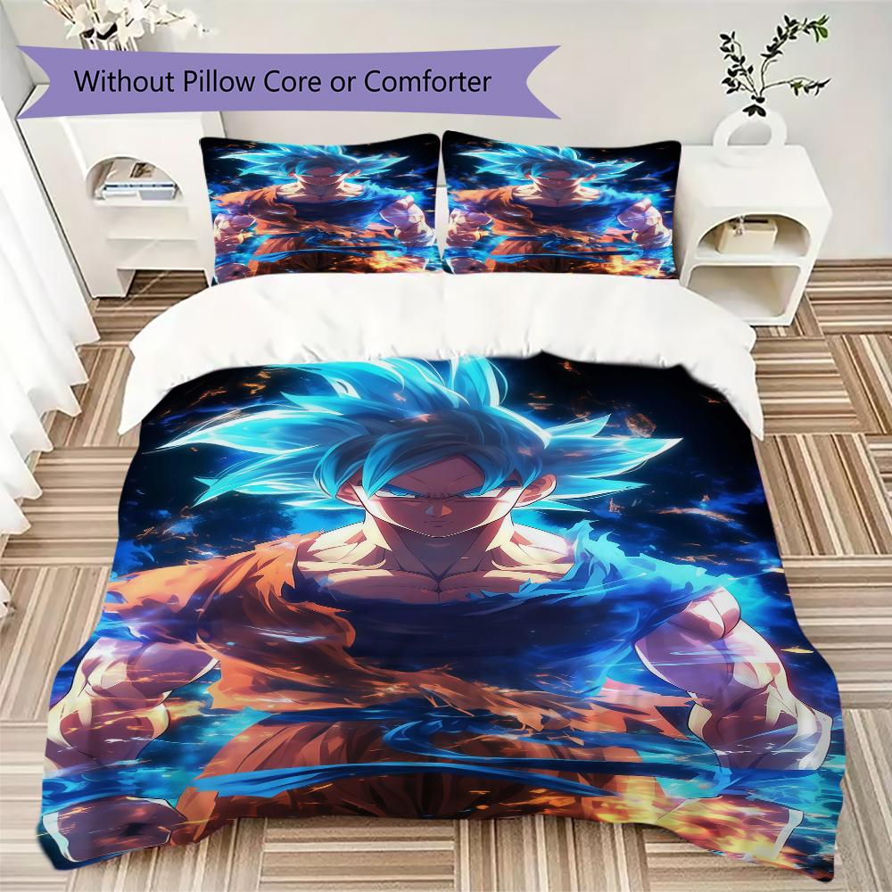 Son Goku Anime 3pcs Duvet Cover Set, Digital Print Bedding, No Core, Soft Children's Bedroom Gift -HYQ29