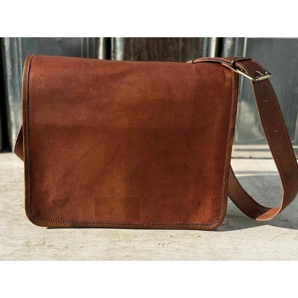 Vintage Laptop Messenger Briefcase Bag Satchel Bag For Men's Leather