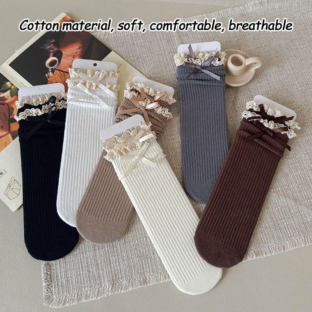 Cotton Bowknot Stockings Bowknot Girl Long Socks Baby Dress Lolita Sock