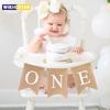 Baby First Birthday Chair Banner Burlap ONE Garland Boy Girl One Year Old Birthday Party Decoration Favors Photo Props Supplies