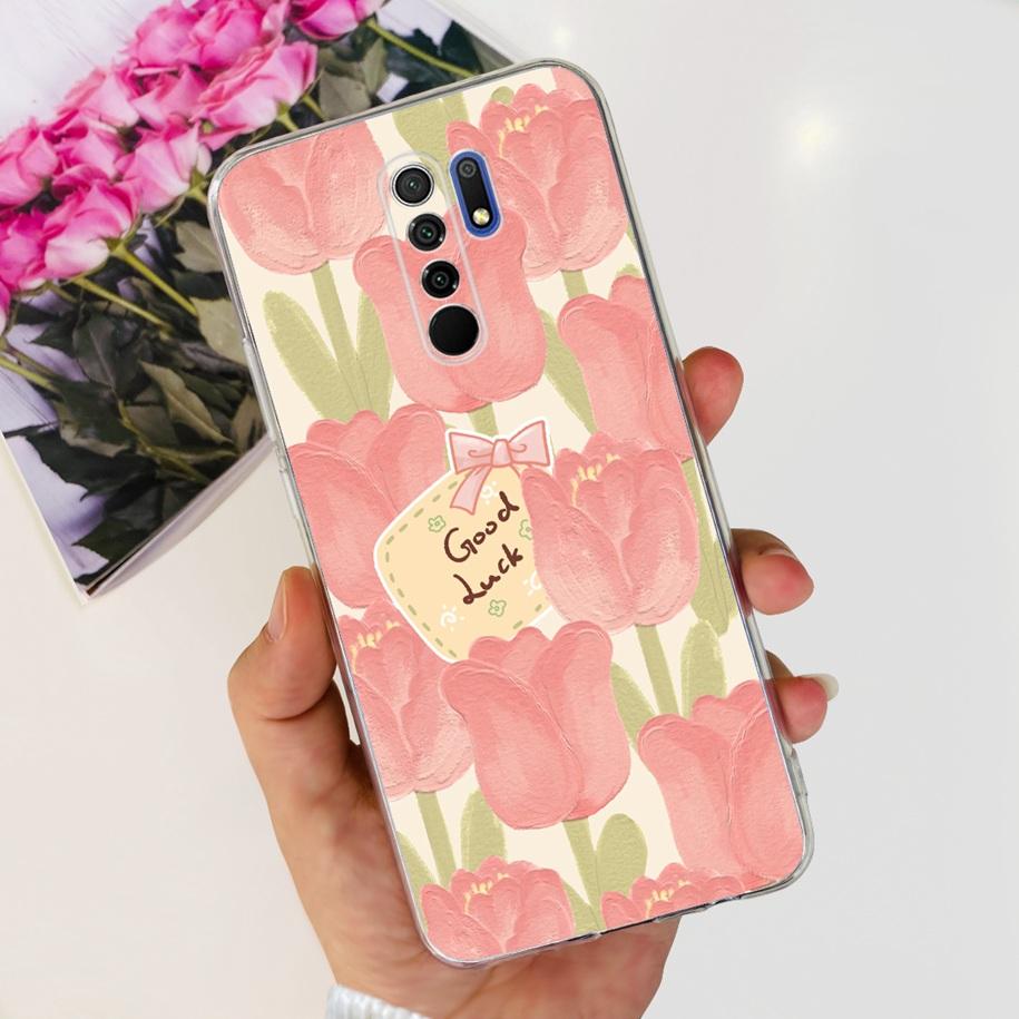 For Xiaomi Redmi 9 Case 6.53" Cover For Redmi 9 Flower Butterfly Transparent Silicone Soft Phone Covers For Redmi 9 Prime Bumper