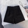 Женские зимние шерстяные шорты А-силуэта с широкими штанинами и высокой талией