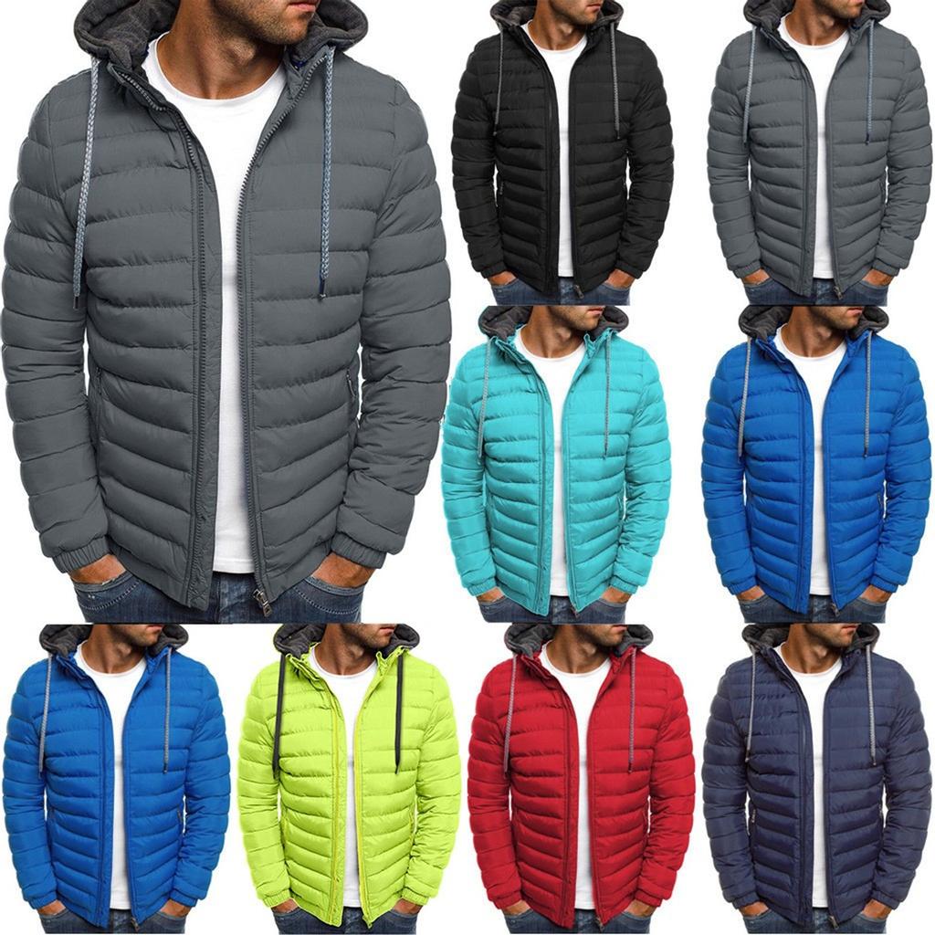 Men's Winter Zipper Warm Down Jacket Packable Light Coat