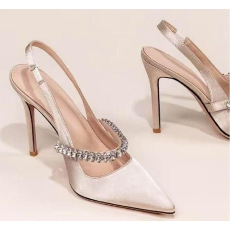 Fashion Brand Luxury Crystal High Heels Women's Sandals Pointed Toe Elegant Heeled Shoes Woman Sexy Summer Pumps Sandals Zapatos Mujer