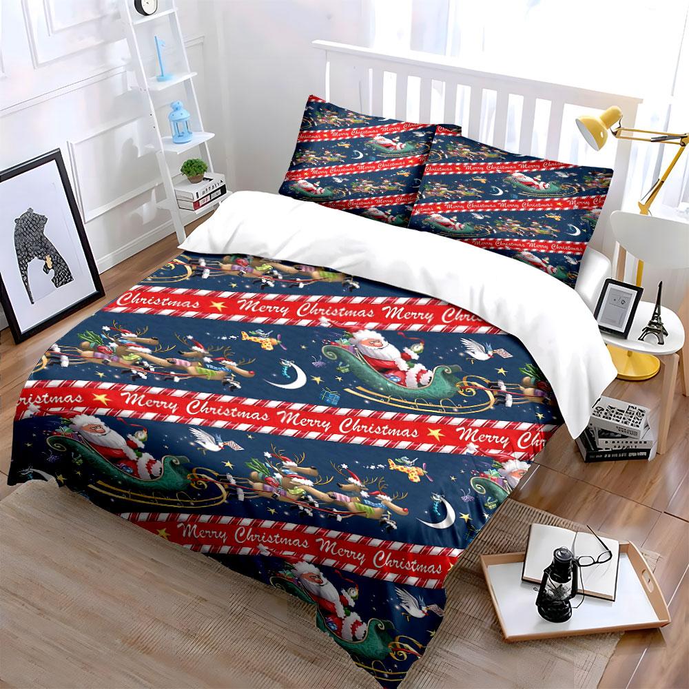 Santa, reindeer, sleigh pattern. Bedding sets Duvet cover sets Duvet covers Pillowcases(1 * Duvet Cover 2 * Pillowcases without duvet insert)