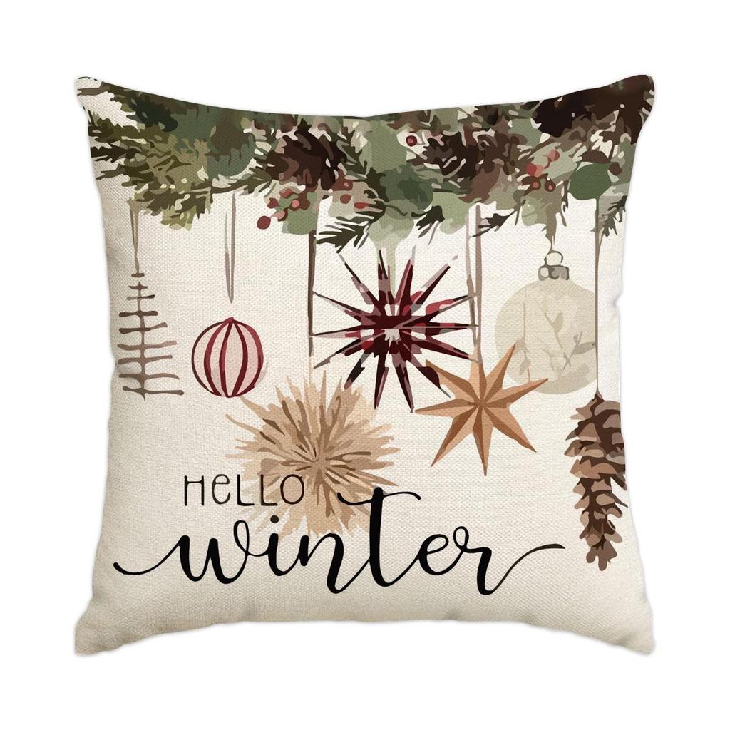 Горячая распродажа Рождественская наволочка из искусственного льна с принтом елки и снеговика - Праздничная декоративная наволочка для диванной подушки