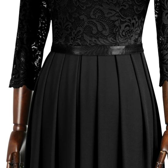 Женские нижние юбки размера плюс, кружевное ажурное женское платье, плиссированное длинное платье трапециевидной формы с большим подолом и круглым вырезом, рукавом 3/4, женская одежда