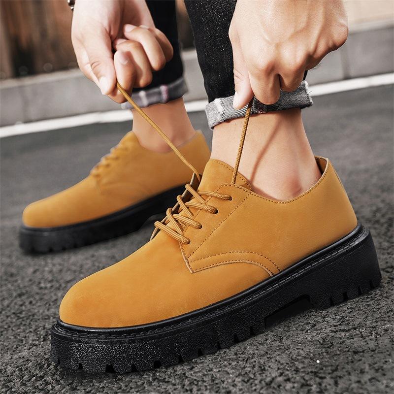 Men's Shoes Autumn New Casual Versatile Small Leather Shoes Low-top Tooling Wear-resistant Men's Martin Boots Tide