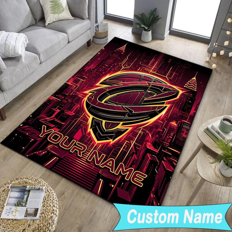 Custom NameCleveland Cavaliers Logo Carpet, Indoor Rug, Chair Rug, Living Rooms, Doormat Made From Polyester Home Decor Birthday Christmas Gifts