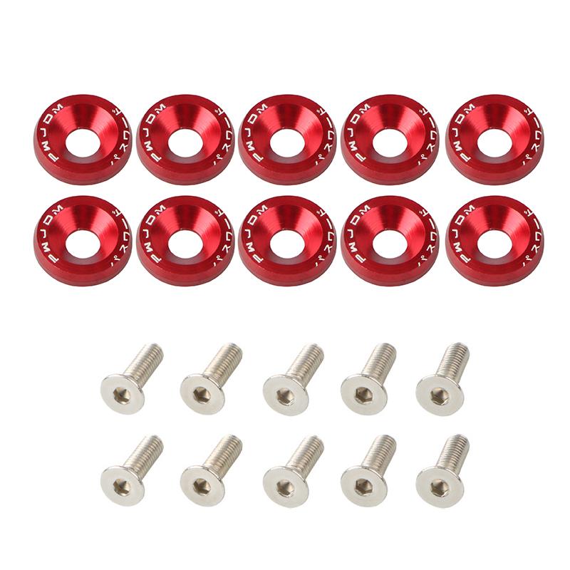 10Pcs Universal M6 JDM Car Modified Hex Fasteners Fender Washer Bumper Engine Concave Screws Fender Washer License Plate Bolts