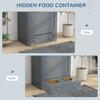 Pet Feeder Station Dog Cat Storage Container With Raised Bowls Hanger Cabinet Grey