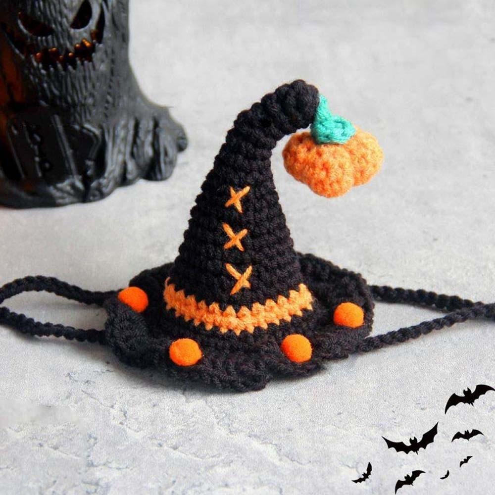 Clothes Halloween Cat Headgear Pumpkin Cat Woven Hat Bib Halloween Pets Costumes  Pet Accessories