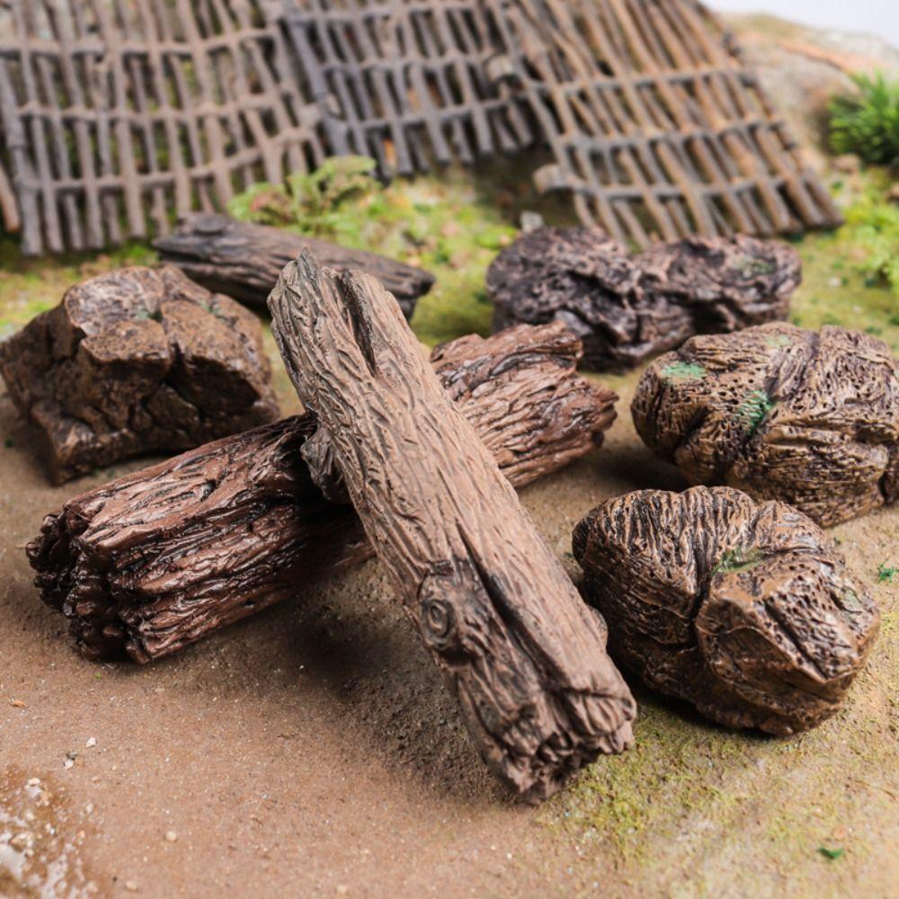 Сделай сам Миниатюрный Камень Пластик Камень Дерево Коряга Фигурка Игрушка Искусственная Коряга Универсальный