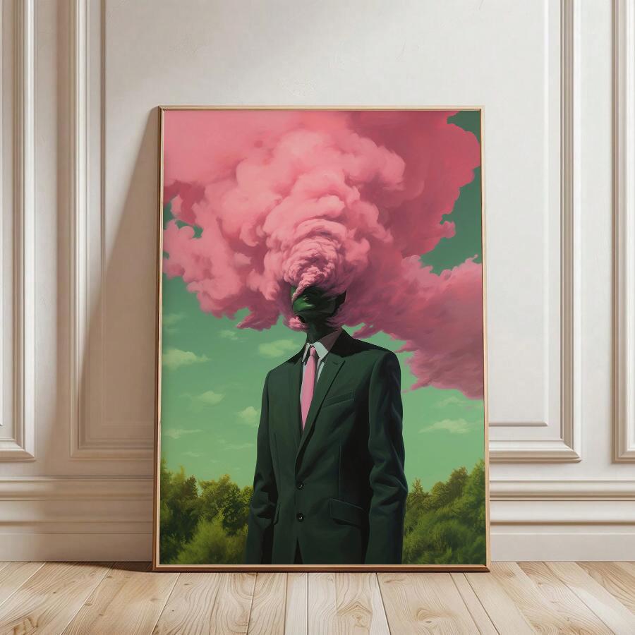 Плакаты и принты Head In The Clouds, Настенное искусство, Ретро Сюрреалистическое Искусство, Сюрреалистическое Искусство Облаков, Домашний Декор, Декор Стен, БЕЗ Рамки