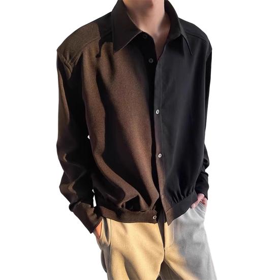 Мужская рубашка с лацканами, длинный рукав, однобортная рубашка, весенняя однотонная тонкая верхняя одежда, быстросохнущая