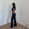 Женские узкие расклешенные брюки Классические Черно-белые Разрез