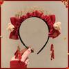 Pony Red Velvet Bow Hairband Cartoon Plush Hair Hoop Sweet New Year Headband  Photo Prop