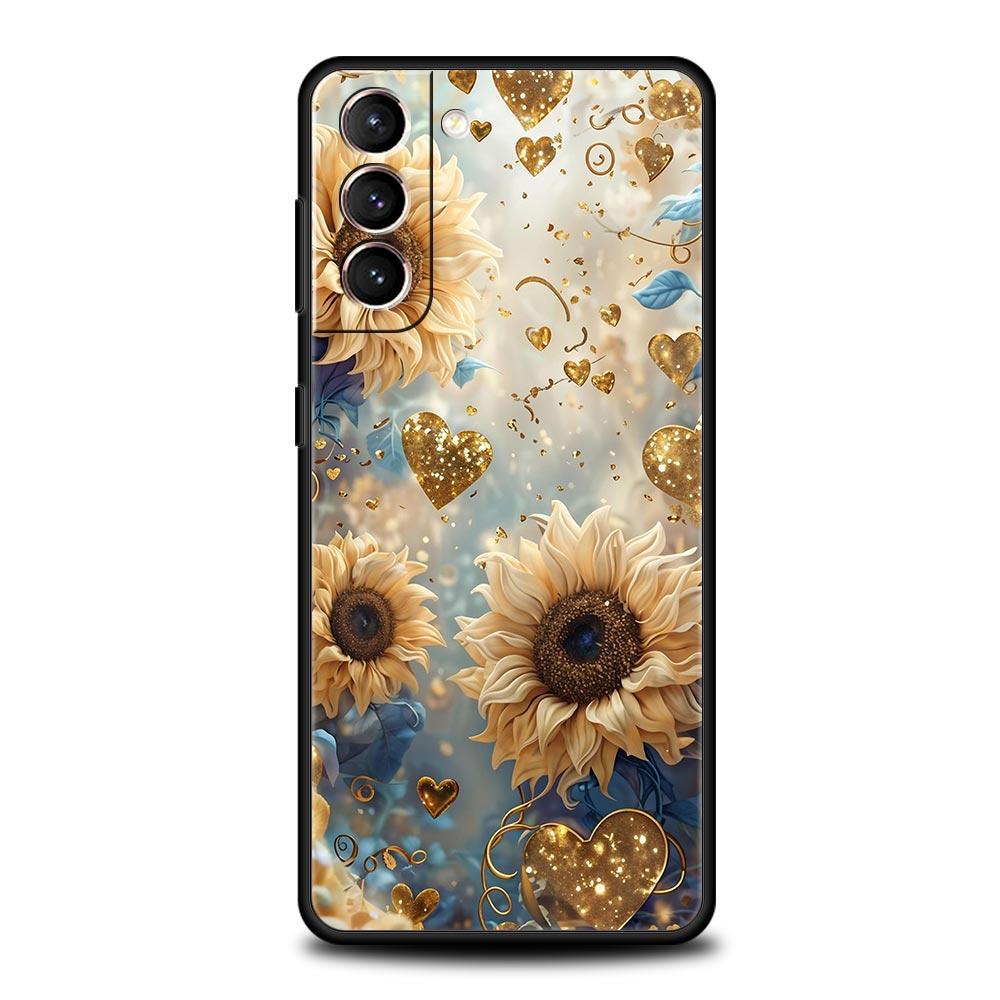 Модный Чехол Для Телефона С Цветочным Узором Для Samsung Galaxy S26 Ultra S25 Plus S24 FE S23 S22 5G S21 S20 Черный Мягкий