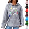 Women's Fashion Loose Hooded Pullover Long Sleeve Plaid Sweatshirt With Drawstring, Drop Shoulder, Pocket, Christmas Print Top