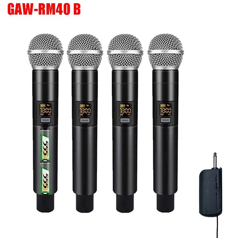 Professional Wireless Microphone 4 Channels Handheld Dynamic Karaoke Mic Band for Stage Performance DJ Party Church Show