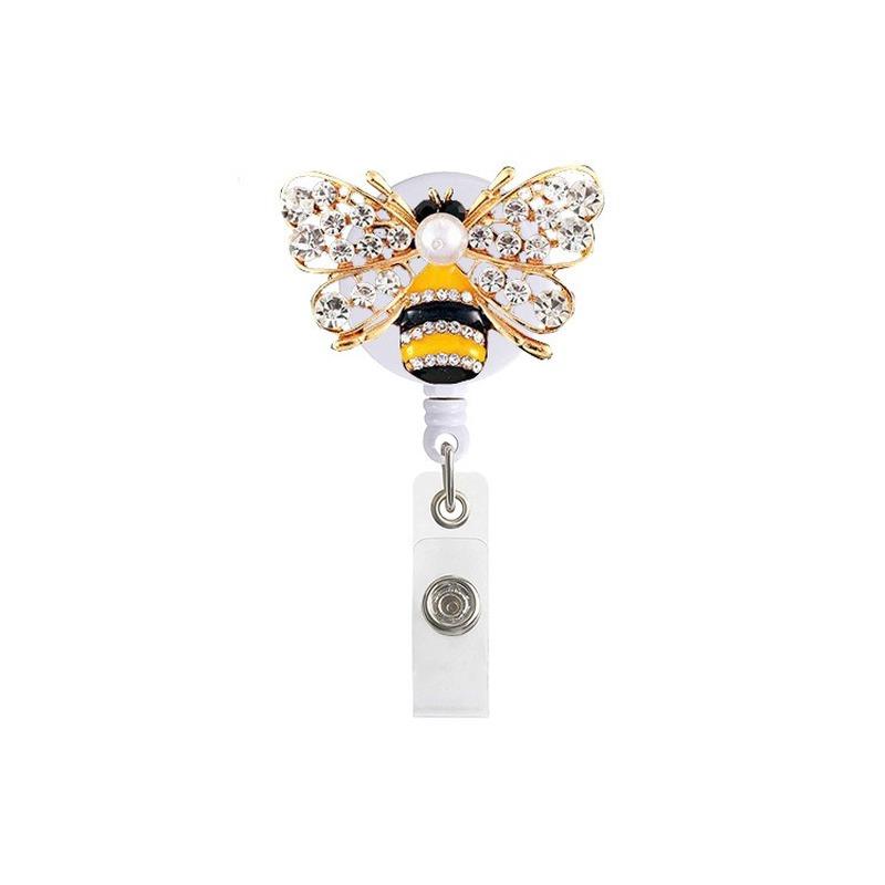 Sea Turtle Butterfly Card Retractable Badge Reel with Diamond Decor Staff Nurse Work Card Clip Lanyard Pass Access Bus Card Clip