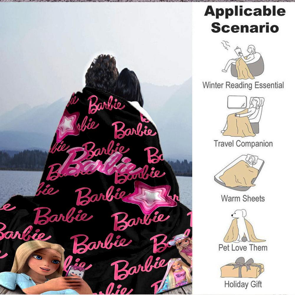 1 шт. Фланелевое одеяло Барби Мягкое, Теплое и Уютное для Дивана, Кровати, Офиса и Путешествий Универсальный Подарок на Любой Сезон, Рождественский подарок