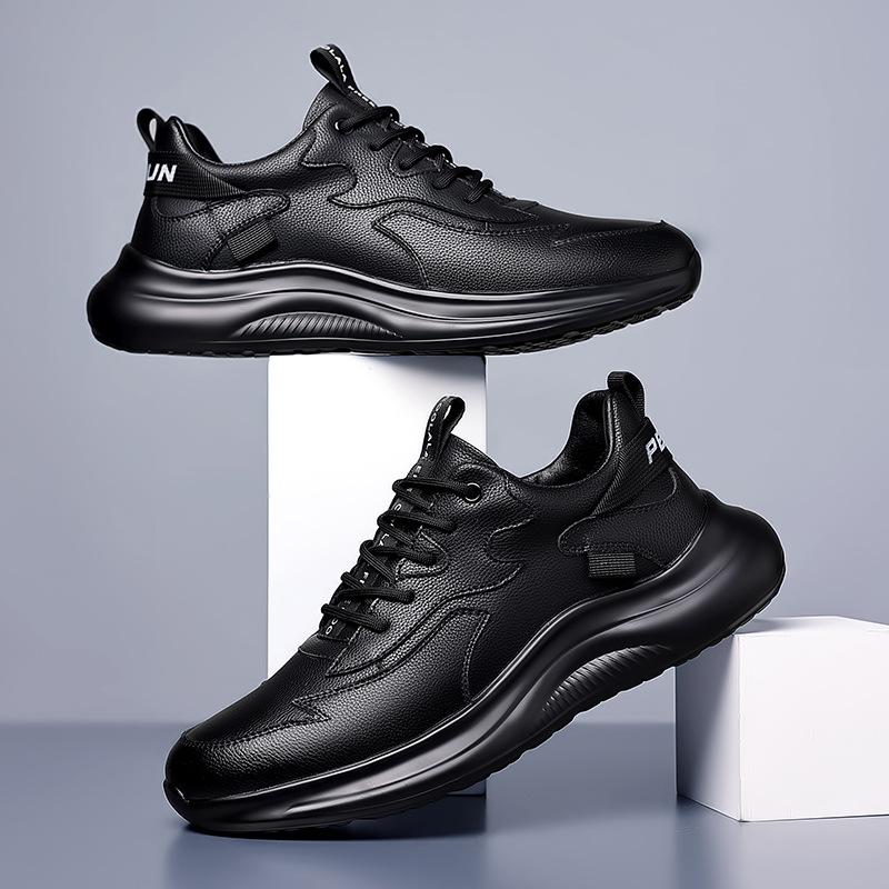 Кроссовки мужские весенне-осенние новые кожаные туфли на мягкой подошве мужские трендовые повседневные кеды на платформе мужская обувь 2025