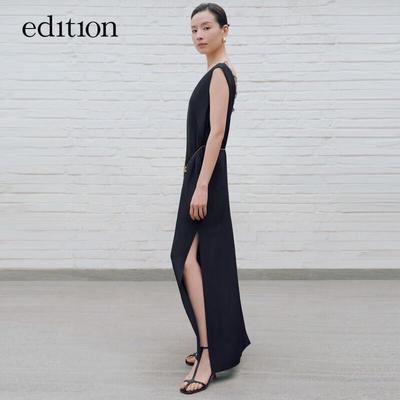 Летнее шелковое платье-жилет А-силуэта с V-образным вырезом в стиле Дун Цзе