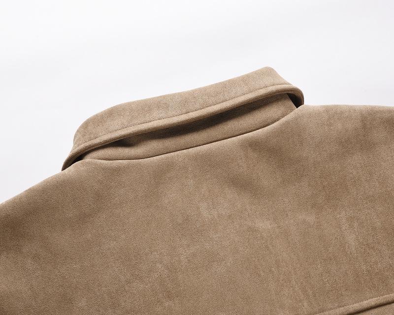 Модная унисекс вельветовая куртка из оленьей кожи на молнии с большими карманами