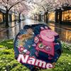 Custom Name Personalized Peppa Pig Print Umbrella, Auto Open Close, 8‑Rib Sturdy Frame, Commute Camping Hiking Use, Birthday Gift