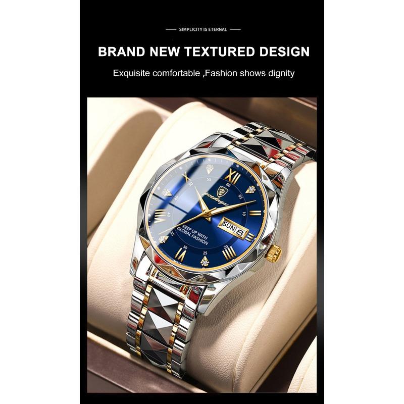 POEDAGAR Мужские часы Top Luxury Brand Водонепроницаемые Светящиеся с Календарем и Днем Недели для Мужчины Нержавеющая Сталь Повседневные Кварцевые Часы