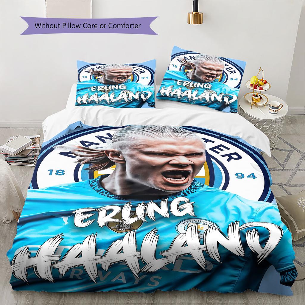 Erling Haaland Spirit Bedding Quilt Set Quilt Cover Pillowcase Home Decoration Birthday Gift (1 * duvet cover + 2 * pillowcase, without core)