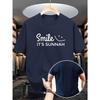 Smile Letter Print Men's T-Shirt - Breathable, Soft Polyester Casual Summer Tee for Outdoor & Everyday Fashion