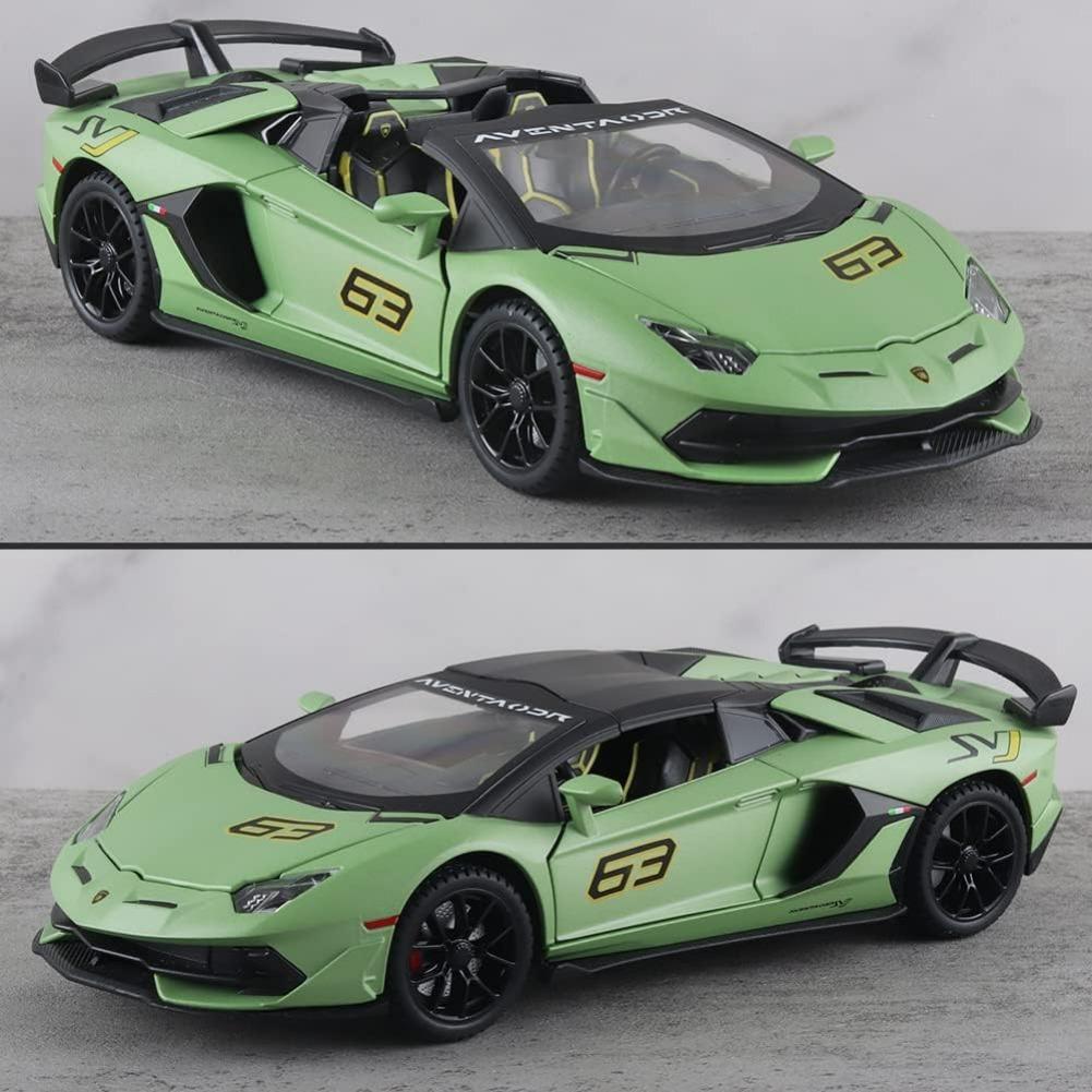 1/24 спортивный автомобиль Lambo SVJ 63, литой металлический автомобиль, игрушки, модели автомобилей со съемной крышей, звуковой подсветкой и откатом назад для детей от 3 лет и старше