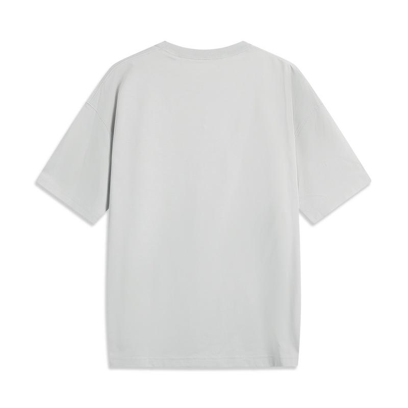 Li Ning CF Однотонная футболка с надписью, круглым вырезом, ледяная на ощупь, удобная, антибактериальная, с коротким рукавом, мужская футболка, кирпично-серая ATSV189-5