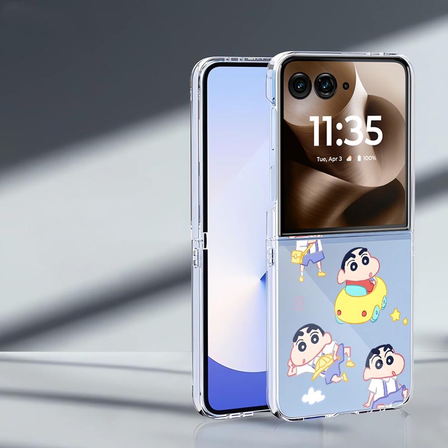Мягкий прозрачный чехол для телефона Роскошный чехол Funda для Motorola Razr 50Ultra 50 60 Ultra 50/60 Крейон Син-чан Нэнэ