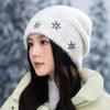 Winter Hat Women's Fashion Snowflake Embroidery Wool Hat Fleece Thickened Cold-proof Warm Knitted Hat
