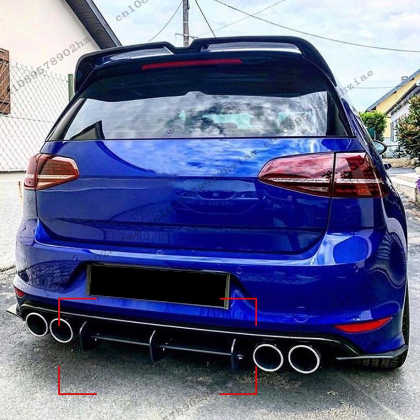upgrade ABS Rear Diffuser For Volkswagen VW MK7 Golf R R-Line 2013-2016 Black Rear Bumper Spoilers Protector Guard Lip Body Kits