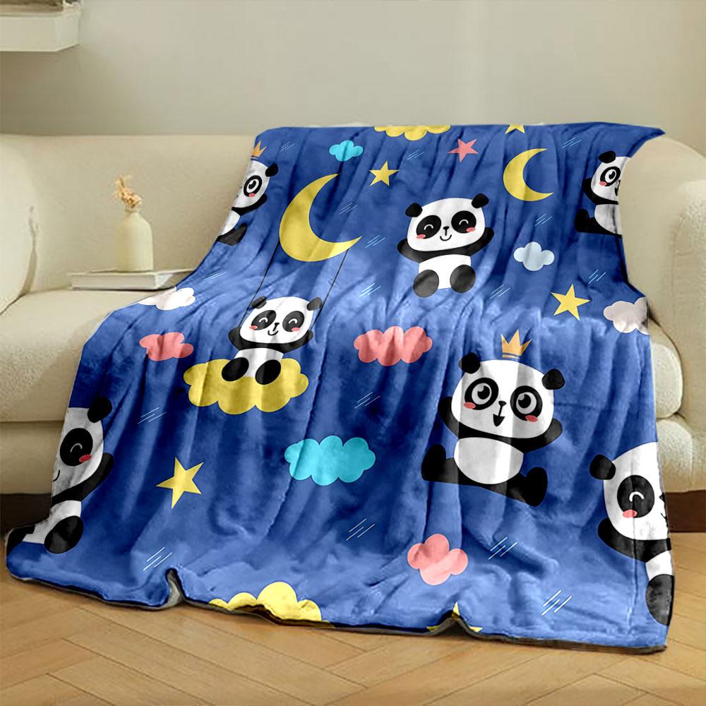Cute Pandas on Starry Night print blanket soft and cozy perfect for the living room bed sofa or a nap,gift