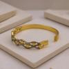 Fashionable Hollow Heart-Shaped Bracelet, Sweet Japanese and Korean Style Women's Color-Contrast Bangle, Simple and Unique Stainless Steel Jewelry