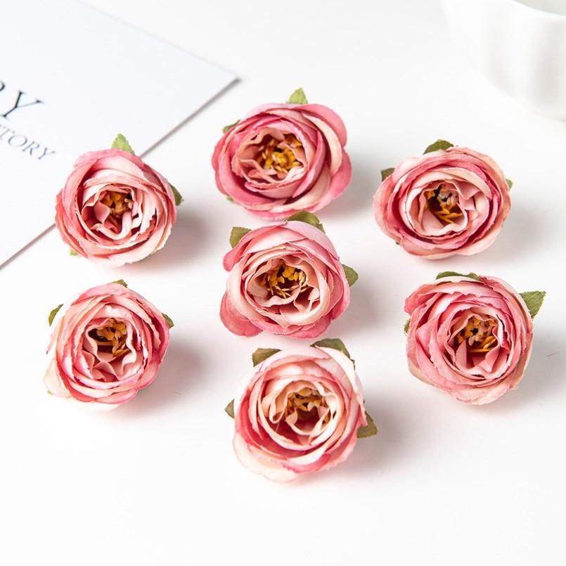 20/40pcs Artificial Flowers Silk Rose Colorful Room Home Garden Wedding Bridal Bouquet Garland Festival Gifts Box Fillers Decor