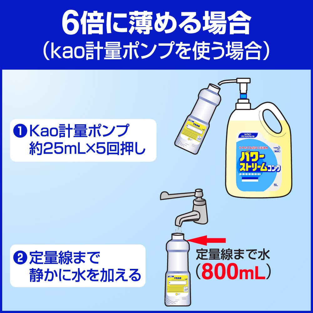Kao Power Stream Conc 5L Commercial Dish Detergent Can Wash Vegetables Unscented Kao Professional Services [Large Capacity] [Diluted Type]