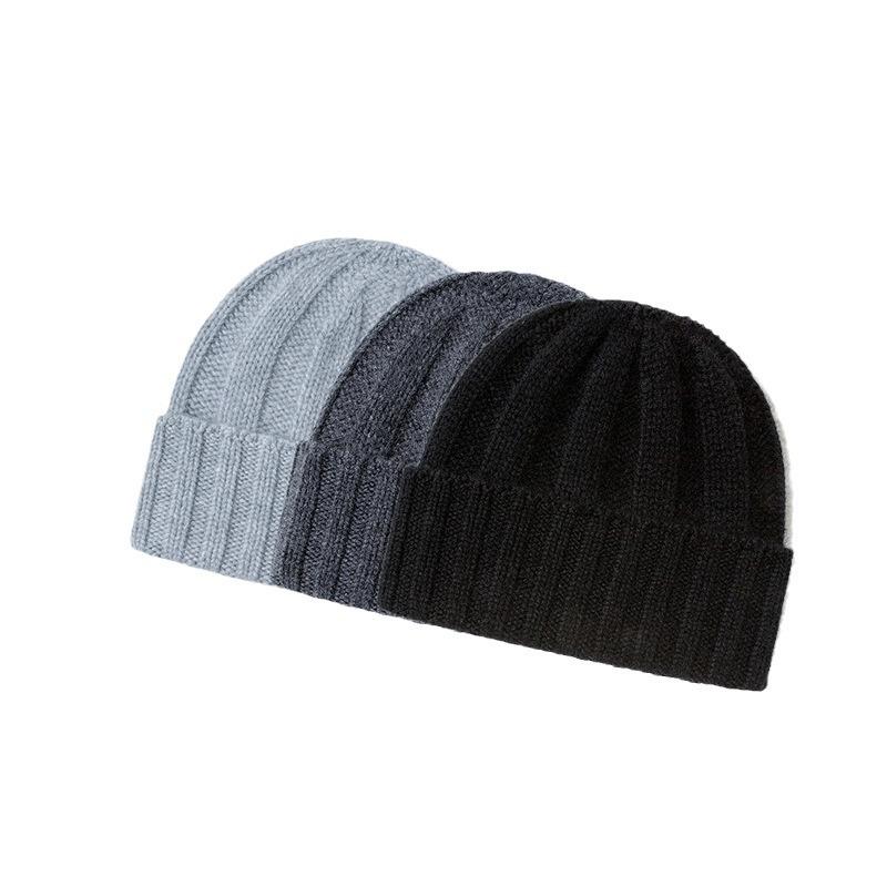 Autumn and winter new pure cashmere thickened thick pit strip cap Cashmere seamless integration spot men's and women's cashmere cap