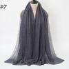 New Fashionable Women's Long Crinkled Cotton Linen Scarf with Tassel Edge - Solid Color Shawl